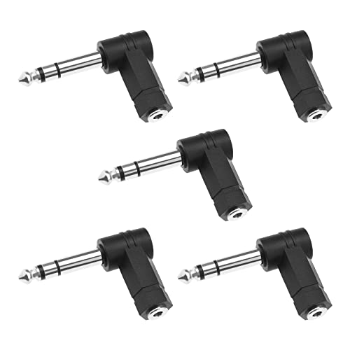 EMSea 5 Stück Stereo Audio Adapter Rechtwinklig 6,35mm 3 Pole TRS Stecker auf 3,5mm Buchse Konverter für Kopfhörer Headsets E-Piano Gitarren Mixer von EMSea