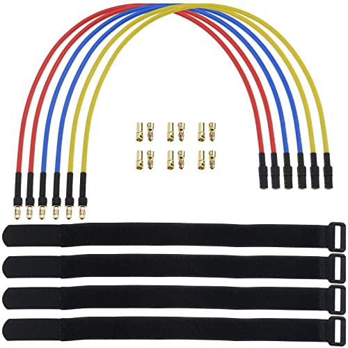 EMSea 6 STÜCKE ESC-Verlängerungskabel Elektronisches ESC-Motorkabel mit 6 Paar 3,5-mm-Bananensteckern Und 4 STÜCK Kabelbindern RC-Auto-Bootsteilen 16AWG 30CM von EMSea