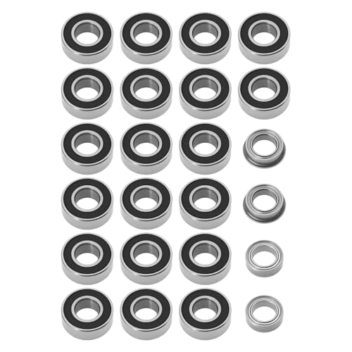 EMSea RC-Auto-Kugellager-Upgrade-Lager-Set, Ersatzteil, 5 x 11 x 4 mm, 2RS 5 x 8 x 2,5 mm, ZZ 5 x 8 x 2,5 mm, Flansch, kompatibel mit T-amiya MF-01X, 24 Stück von EMSea