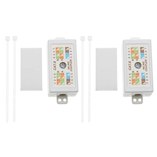 EMSea RJ45 Cat 6 Gigabit Inline Punchdown Krone Koppler Joiner Modul Connector Netzwerk-Koppler für Ethernet-Kabel Zubehör 63 x 26 x 25 mm, Weiß, 2 Stück von EMSea