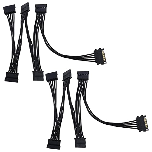 EMSea SATA-Netzteil-Adapterkabel, 15-polig, SATA 1 auf 5 SATA, serielles Kabel, SATA-Netzteil, Adapter für SATA-Festplatten/optische Laufwerke, 2 Stück von EMSea