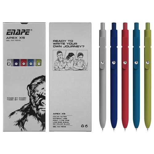 ENAPE® Apex x5 Gelstifte, 5 Stück 0,5 mm japanische schwarze Tinte, feine Spitze, glatte Schreibstifte, High-End-Serie Stifte für Tagebuch, Notizen, niedliche Büro, Schule (5) von ENAPE