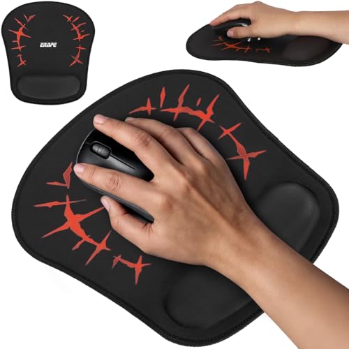 ENAPE® Wrist Mousepad für Gaming & Büro mit Memory-Schaum – Maus Pad PC, Mouse Pads & Tastatur Unterlage Schreibtisch – Mousepad Anime, Schreibtischzubehör & Ablage (Rot) von ENAPE