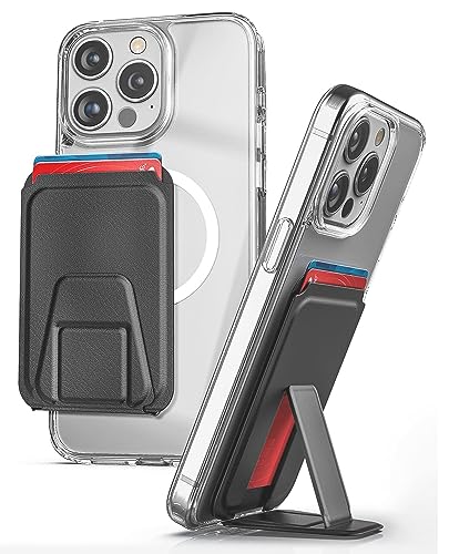 ENCASED 2-in-1 Wallet Set, entworfen für iPhone 15 Pro Max Hülle mit Kartenhalter, magnetischer Media-Ständer, kristallklar (kompatibel mit MagSafe) von ENCASED