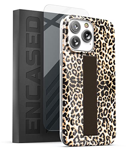 ENCASED Loop Case für iPhone 14 PRO MAX mit Handschlaufe und Displayschutzfolie (Leopard) von ENCASED