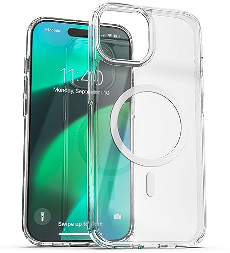 ENCASED Magnetische Schutzhülle für iPhone 15 Pro (kompatibel mit MagSafe), Hybrid-transparent von ENCASED