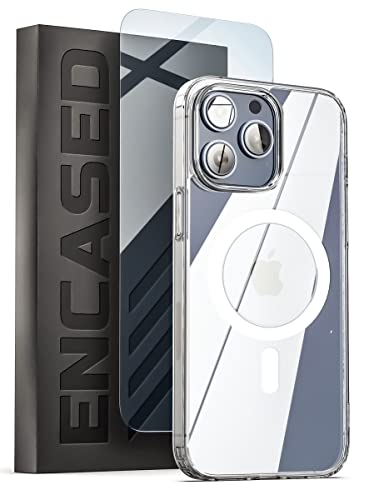 ENCASED Magnetische iPhone 14 Pro Max Hülle mit Displayschutzfolie (Kompatibel mit MagSafe) Klar von ENCASED