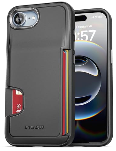 ENCASED Schutzhülle für iPhone 16e (Cache-Serie), schlanke Schutzhülle mit Kartenfächern, Schwarz von ENCASED