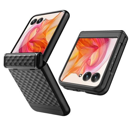 ENCASED SlimShield für Motorola Razr 2024 Hülle mit Scharnierschutz (Moto Razr) Eingebauter Displayschutz aus gehärtetem Glas (2024 Razr 50) Schwarz von ENCASED