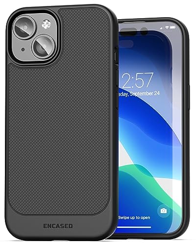 ENCASED Thin Armor Schutzhülle für iPhone 15 (2023), ultradünn, flexible Handyhülle, mattes Schwarz von ENCASED