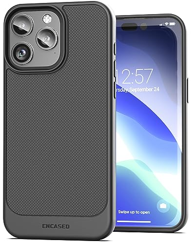 ENCASED Thin Armor Schutzhülle für iPhone 15 Pro (2023), ultradünn, flexible Handyhülle, mattes Schwarz von ENCASED