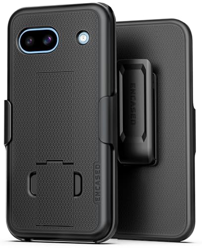 Encased DuraClip Schutzhülle mit Gürtelclip für Google Pixel 8a, mit Holster und Ständer, Schwarz (Pixel 8a) von ENCASED
