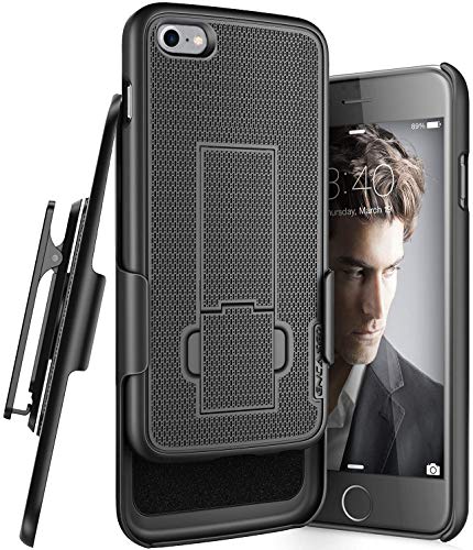 Encased DuraClip für iPhone SE Gürtelclip-Schutzhülle (SE2 SE3 2020/2022) Slim Kickstand Cover mit Drehholster (schwarz) von ENCASED