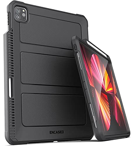 Encased Falcon-Armor Schutzhülle für iPad PRO 27,9 cm (11 Zoll), Ultra Schutzhülle mit Ladestiftschlitz, Schwarz (2020,2021,2022/2nd 3rd Gen) von ENCASED