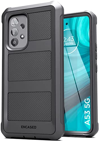 Encased Falcon Armor für Samsung Galaxy A53 5G Hülle mit integriertem Displayschutz (Schwarz) von ENCASED