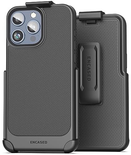 Encased Gürtelclip entworfen für iPhone 15 Pro Hülle mit Handy-Holster (2023) Thin Armor - Schwarz von ENCASED