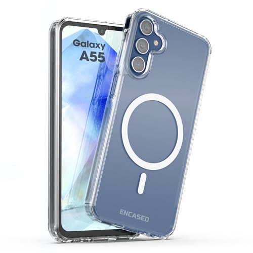Encased Magnetische Schutzhülle für Samsung Galaxy A55 5G (kompatibel mit MagSafe und Zubehör), kabelloses Aufladen, transparent von ENCASED