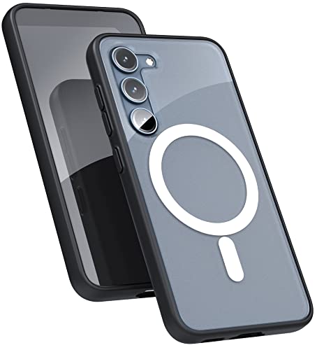 ENCASED Magnetische Schutzhülle für Samsung Galaxy S23, kompatibel mit MagSafe Laden und Zubehör, transparent/schwarz (Version 2023) von ENCASED