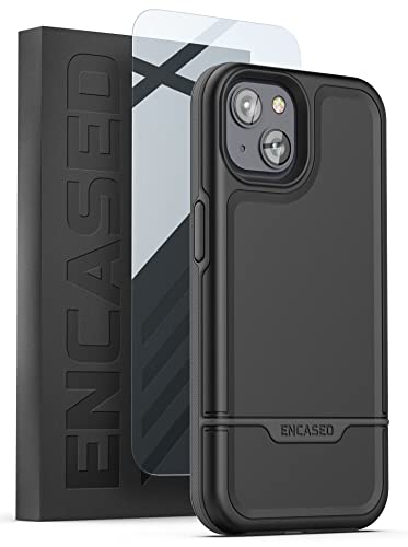 Encased [Mil-Spec Rebel Series Designed for iPhone 14 Case with Tempered Screen Protector, Ultra Shockproof Military Grade [3 Ft Drop Rated] Dual Hybrid Heavy Duty Rugged Phone Cover (Black) von ENCASED
