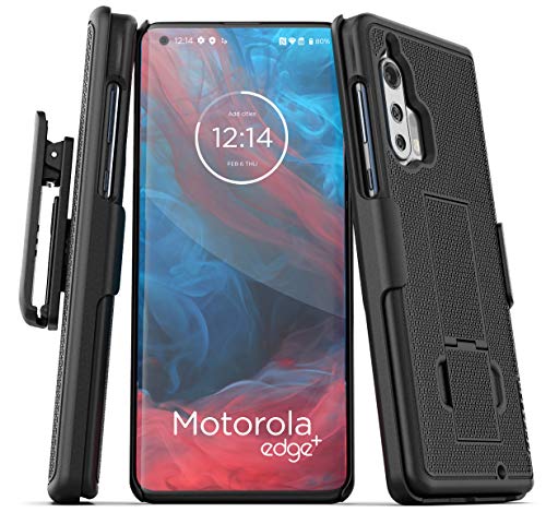 Encased Motorola Edge Plus 2020 Gürtelclip Hülle (DuraClip) Ultra Slim Cover mit Holster für Moto Edge+ 2020 (Schwarz) von ENCASED