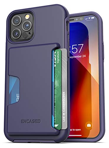 Encased Phantom Wallet Case Kompatibel mit iPhone 12 Pro Max Schutzhülle mit Kartenfach (3 Kreditkarten Kapazität) Lila von Encased