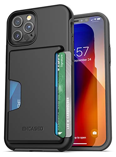 Encased Phantom Wallet Hülle für iPhone 12/12 Pro mit Kartenfach – Schutzhülle Handyhülle Stoßfest Case (Schwarz) von ENCASED