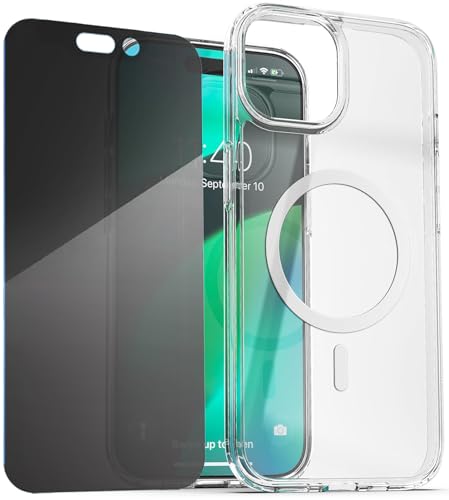 ENCASED Privacy Hülle, Für iPhone 15 Pro Max (2023) – Schlanke Klare Hülle mit Anti-Spion Displayschutz, 9H Panzerglas (Kompatibel mit MagSafe) von ENCASED