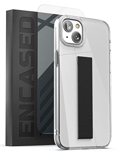 Encased Schutzhülle für iPhone 14 Plus, mit Handschlaufe, Handy-Halterung (Displayschutzfolie im Lieferumfang enthalten), kristallklar von ENCASED