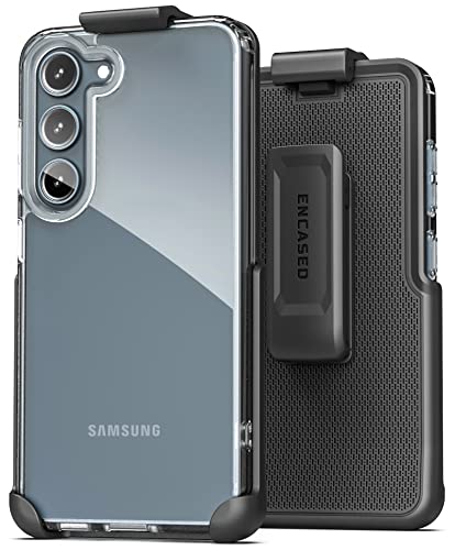 Encased Schutzhülle mit Gürtelclip für Samsung Galaxy S23, transparent, schlankes Design, mit Handy-Holster (kristallklar) von ENCASED