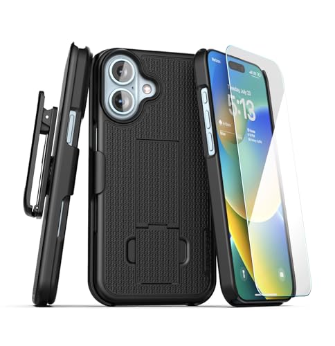 Encased Schutzhülle mit Gürtelclip für iPhone 16 Plus mit Holster und Displayschutzfolie aus gehärtetem Glas (DuraClip Serie) von ENCASED
