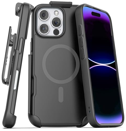 Encased SlimShield für iPhone 16 Pro Gürtelclip Hülle mit Handy-Holster (kompatibel mit MagSafe) Mattschwarz (iPhone 16 Pro) von ENCASED