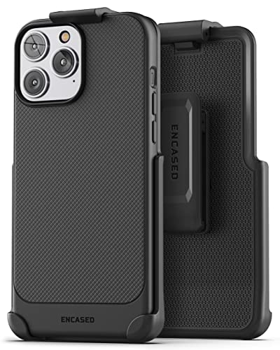 Encased Thin Armor Designed for iPhone 14 PRO Belt Clip Case, Slim Fit Phone Case with Holster (Matte Black) von ENCASED