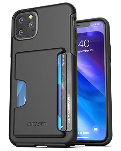 Encased Wallet Hülle für iPhone 11 Pro Max mit Kartenfach – Schutzhülle Handyhülle Stoßfest Case (Schwarz) von ENCASED