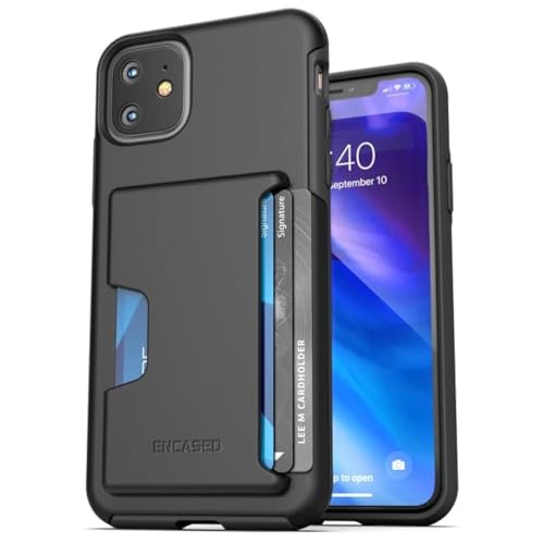 Encased Wallet Hülle für iPhone 11 mit Kartenfach – Ultra Durable Schutzhülle Handyhülle Stoßfest Case (Schwarz) von ENCASED