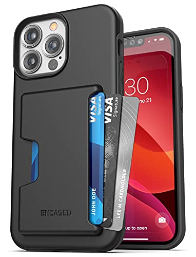 ENCASED Wallet Hülle für iPhone 13 Pro Max mit Kartenfach – Schutzhülle Handyhülle Stoßfest Case (Schwarz) von ENCASED