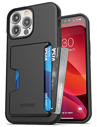 Encased Wallet Hülle für iPhone 13 Pro Max mit Kartenfach – Schutzhülle Handyhülle Stoßfest Case (Schwarz) von ENCASED