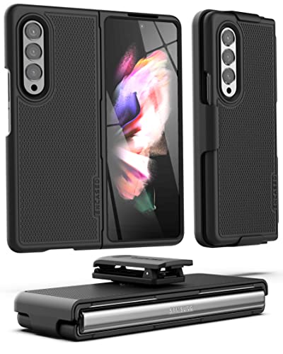 Encased für Samsung Z Fold 3 Hülle mit Gürtelclip Schutzhülle Dünn Handyhülle Case für Galaxy Z Fold 3 5G - Schwarz von ENCASED