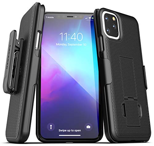 Encased iPhone 11 Pro Gürtelclip Hülle (2019 DuraClip) Ultra Slim Cover mit Holster (Schwarz) von Encased