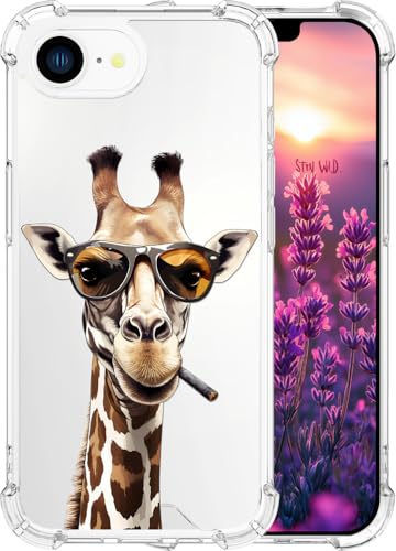 ENDIY Kompatibel mit iPhone 16e Hülle 2025 für Frauen, niedliches Handyhüllen, klares Design, transparent, cooler Kawaii-Schutz, Giraffe in Brille, rauchendes Tier ENDIY Kompatibel mit iPhone 16e Hülle 2025 für Frauen, niedliches Handyhüllen, klares Design, transparent, cooler Kawaii-Schutz, Giraffe in Brille, rauchendes Tier von ENDIY