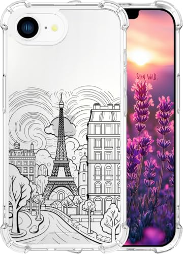 ENDIY Kompatibel mit iPhone 16e Hülle 2025 für Frauen, niedliches Handyhüllen, klares Design, transparent, cooler Kawaii-Schutz, Paris, Stadt, Eiffelturm, Bäume, Straßen-Wolken ENDIY Kompatibel mit iPhone 16e Hülle 2025 für Frauen, niedliches Handyhüllen, klares Design, transparent, cooler Kawaii-Schutz, Paris, Stadt, Eiffelturm, Bäume, Straßen-Wolken von ENDIY