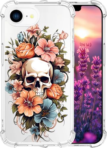 ENDIY Kompatibel mit iPhone 16e Hülle 2025 für Frauen, niedliches Handyhüllen, klares Design, transparent, cooler Kawaii-Schutz, Totenkopf und Blumen ENDIY Kompatibel mit iPhone 16e Hülle 2025 für Frauen, niedliches Handyhüllen, klares Design, transparent, cooler Kawaii-Schutz, Totenkopf und Blumen von ENDIY