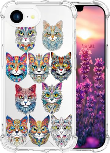 ENDIY Kompatibel mit iPhone 16e Hülle 2025 für Frauen, niedliches Handyhüllen, klares Design, transparent, cooler Kawaii-Schutz, afrikanische indische Totem-Tattoo-Katzen ENDIY Kompatibel mit iPhone 16e Hülle 2025 für Frauen, niedliches Handyhüllen, klares Design, transparent, cooler Kawaii-Schutz, afrikanische indische Totem-Tattoo-Katzen von ENDIY
