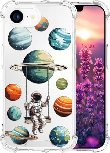 ENDIY Kompatibel mit iPhone 16e Hülle 2025 für Frauen, süßes Handyhüllen, klares Design, transparent, cooler Kawaii-Schutz, Astronautenschwingendes Sonnensystem, Weltraum, Planeten ENDIY Kompatibel mit iPhone 16e Hülle 2025 für Frauen, süßes Handyhüllen, klares Design, transparent, cooler Kawaii-Schutz, Astronautenschwingendes Sonnensystem, Weltraum, Planeten von ENDIY