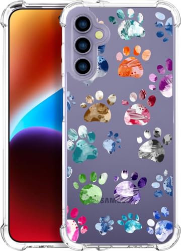ENDIY Schutzhülle für S24, niedliches Design, kompatibel mit Samsung Galaxy S24, transparent, cooler Kawaii-Schutz, schöne Hundepfoten, Tiere, Aquarell ENDIY Schutzhülle für S24, niedliches Design, kompatibel mit Samsung Galaxy S24, transparent, cooler Kawaii-Schutz, schöne Hundepfoten, Tiere, Aquarell von ENDIY