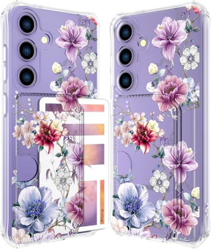 ENDIY Schutzhülle für Damen, kompatibel mit Samsung Galaxy S24, S25, mit Kartenfächern, niedliches Design, transparent, schützend, wundervolle große Blumen ENDIY Schutzhülle für Damen, kompatibel mit Samsung Galaxy S24, S25, mit Kartenfächern, niedliches Design, transparent, schützend, wundervolle große Blumen von ENDIY