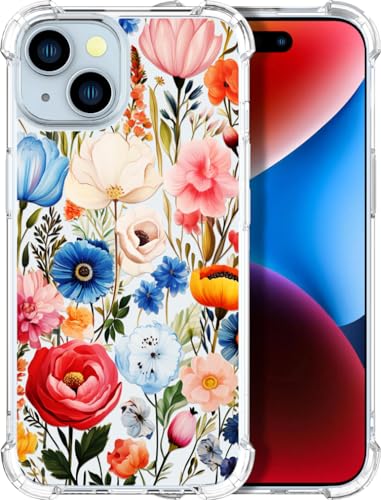 ENDIY Schutzhülle für iPhone 15 mit Design, niedliche, transparente Designer-Schutzhülle für Damen und Mädchen, mit robustem Stoßfänger (klare Blume, Pfingstrose) ENDIY Schutzhülle für iPhone 15 mit Design, niedliche, transparente Designer-Schutzhülle für Damen und Mädchen, mit robustem Stoßfänger (klare Blume, Pfingstrose) von ENDIY