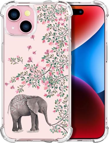 ENDIY Schutzhülle für iPhone 15 mit Design, niedliche, transparente Designer-Schutzhülle für Damen und Mädchen, mit robustem Bumper (klare Elefantenblumen) ENDIY Schutzhülle für iPhone 15 mit Design, niedliche, transparente Designer-Schutzhülle für Damen und Mädchen, mit robustem Bumper (klare Elefantenblumen) von ENDIY