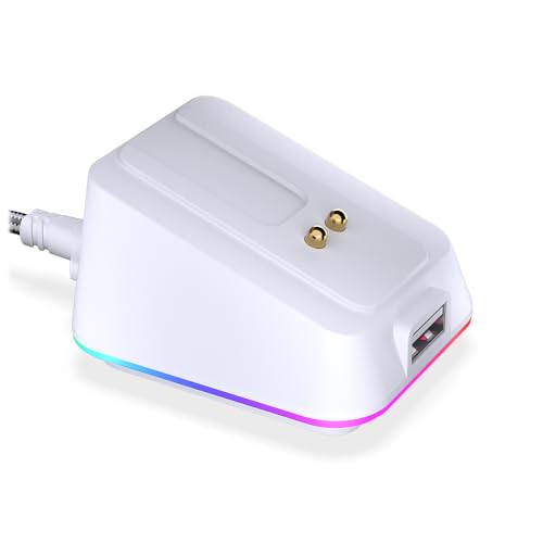 ENDORFY Maus Ladestation Mouse Dock Onyx White Kompatibel LIV Wireless Gaming Maus, Magnetische Aufladung, RGB Lichter, USB für 2.4 GHz Dongle von ENDORFY