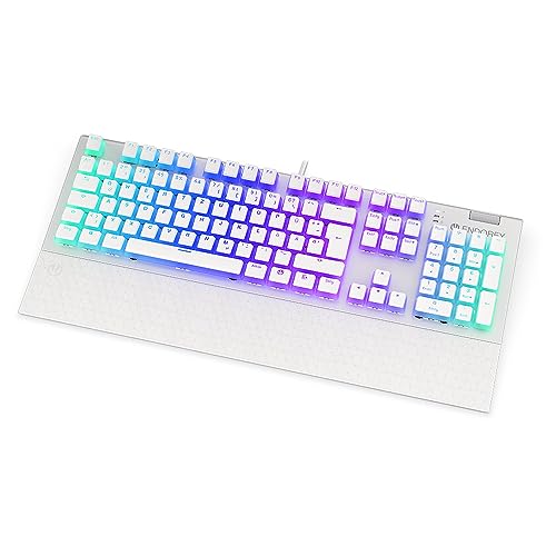 ENDORFY Omnis DE Kailh Brown Onyx White Pudding, mechanische Switches Kailh Brown, verstellbare magnetfüße, Mechanische Fullsize-Tastatur, Deutsches Layout QWERZ | EY5D032 von ENDORFY