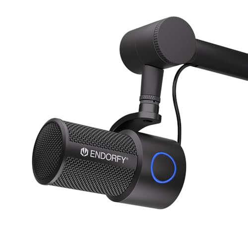 ENDORFY Solum Studio, hochauflösende Aufnahme in Studioqualität, Tap-to-Mute mit Ring-LED-Anzeige, 20 mm vergoldete Membran, Verstellbarer Studioarm, USB Plug&Play, EY1B009 von ENDORFY